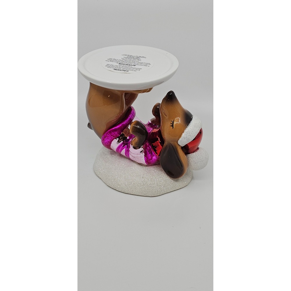 Bath & Body Works Dachshund Dog 3-Wick Candle Holder Pedestal Christmas Holiday